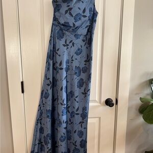 Sachin + Babi One Shoulder Blue Floral Dress